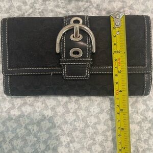 Large Coach Black Wallet with Silver Buckle